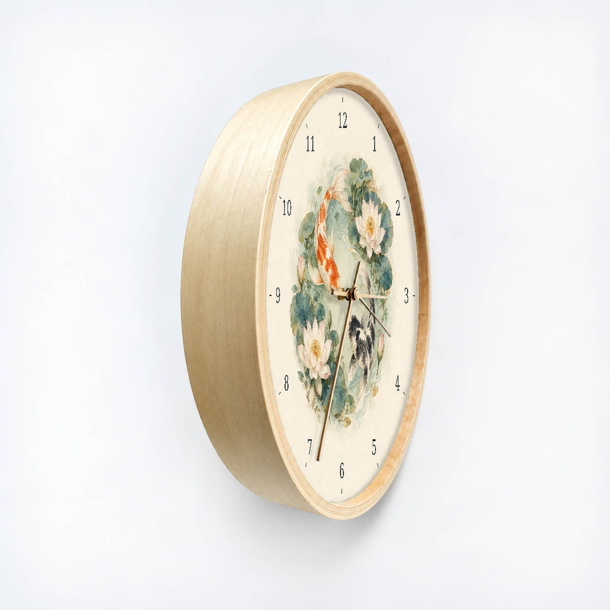 IMAGE_03_Angled_-_Koi_and_Lotus_Wall_Clock_30cm_Wooden_Frame_-_WC-F013_-_649310203611.png