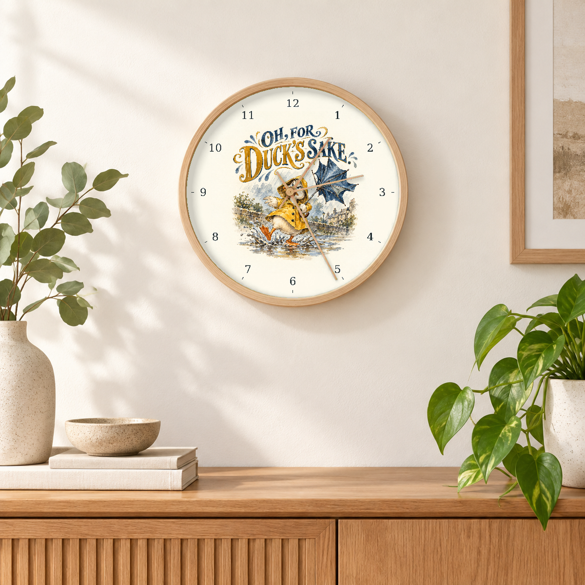 IMAGE_04_Wall_-_Funny_Rainy_Day_Duck_Wall_Clock_30cm_Wooden_Frame_-_WC-H082_-_649310204304.png