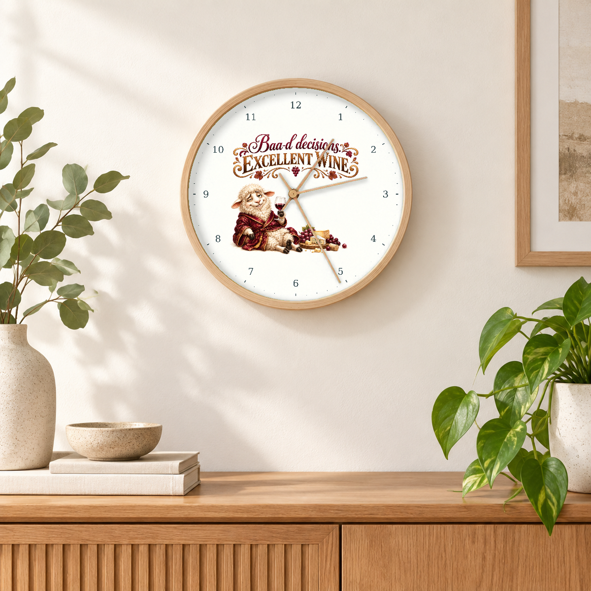 IMAGE_04_Wall_-_Funny_Wine_Sheep_Wall_Clock_30cm_Wooden_Frame_-_WC-H085_-_649310204335.png