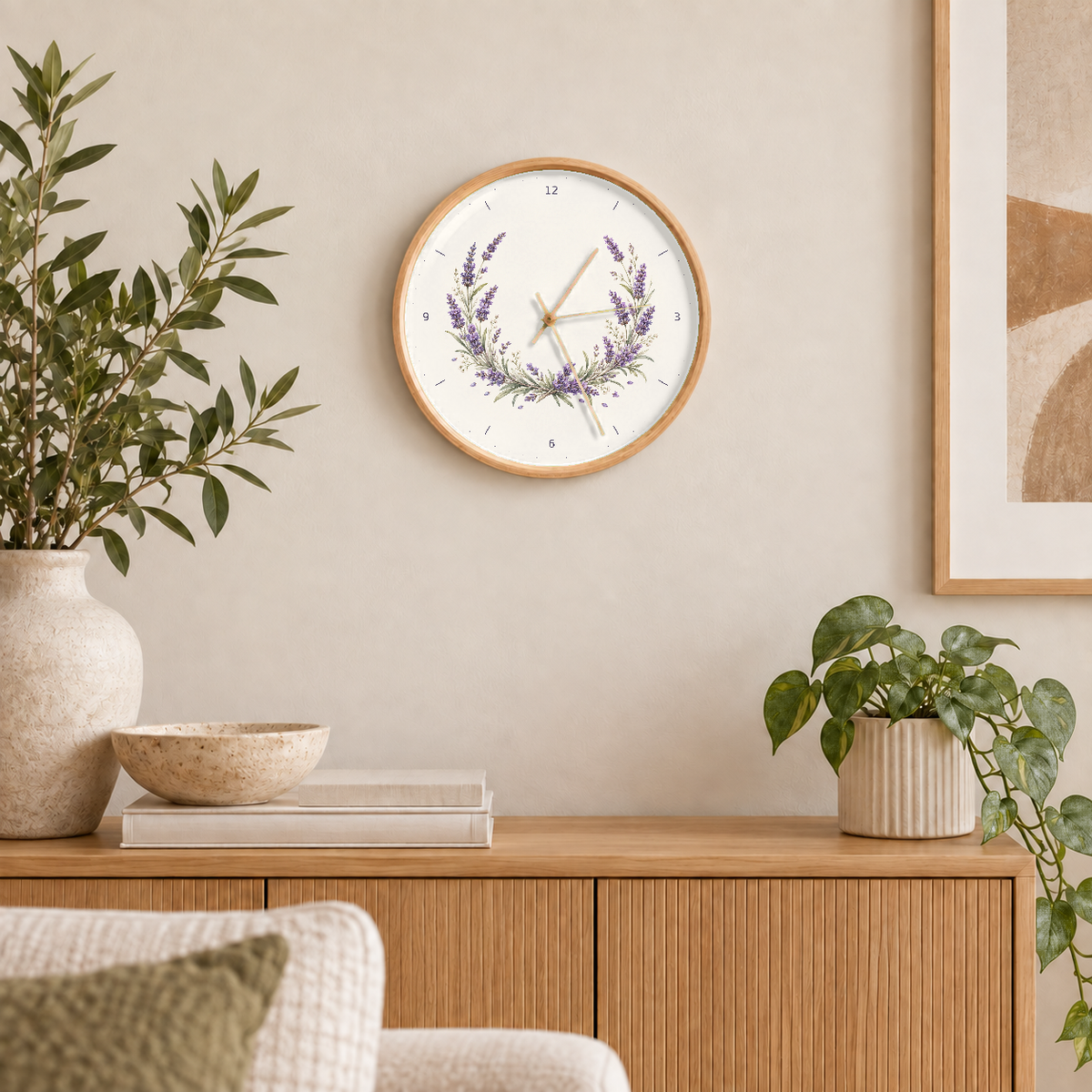 IMAGE_04_Wall_-_Lavender_Floral_Wall_Clock_30cm_Wooden_Frame_-_WC-F023_-_649310203710.png