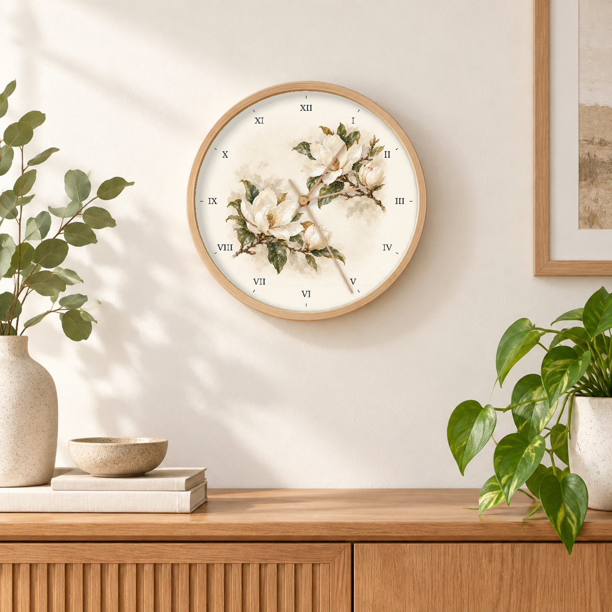 IMAGE_04_Wall_-_Magnolia_Floral_Wall_Clock_30cm_Wooden_Frame_-_WC-F010_-_649310203581.png