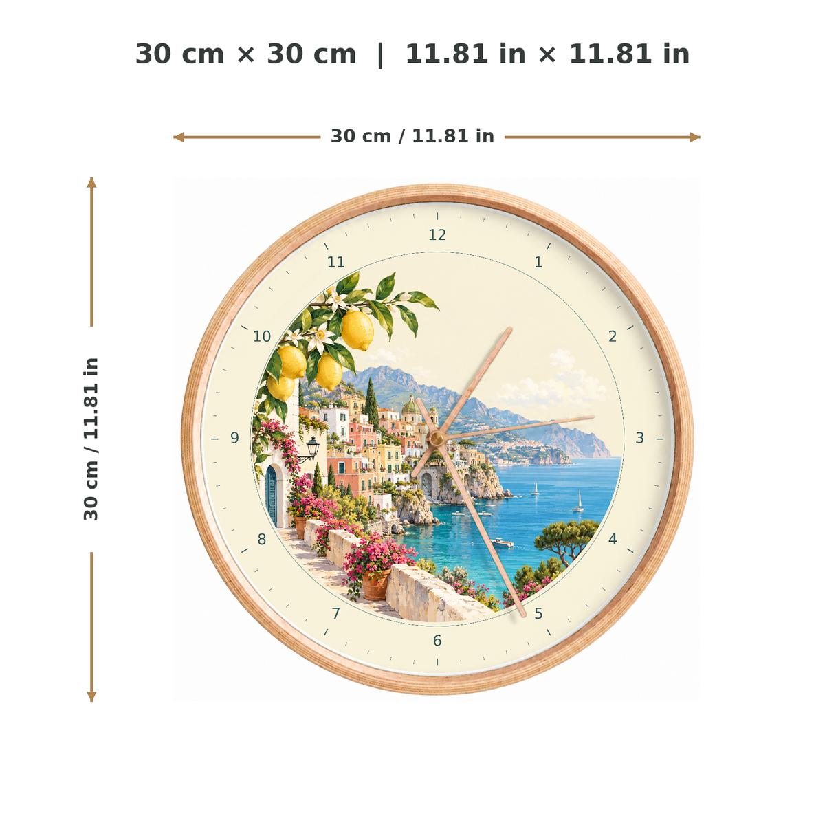 IMAGE_05_Measurements_-_Amalfi_Coast_Wall_Clock_30cm_Wooden_Frame_-_WC-T124_-_649310204724.png