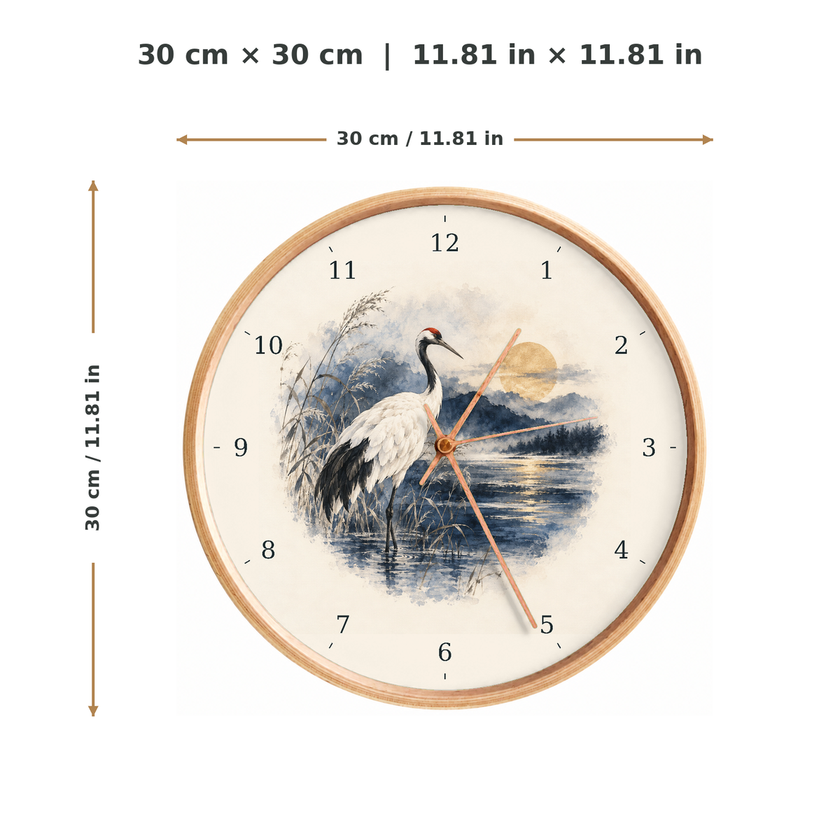 IMAGE_05_Measurements_-_Crane_Bird_Wall_Clock_30cm_Wooden_Frame_-_WC-F011_-_649310203598.png