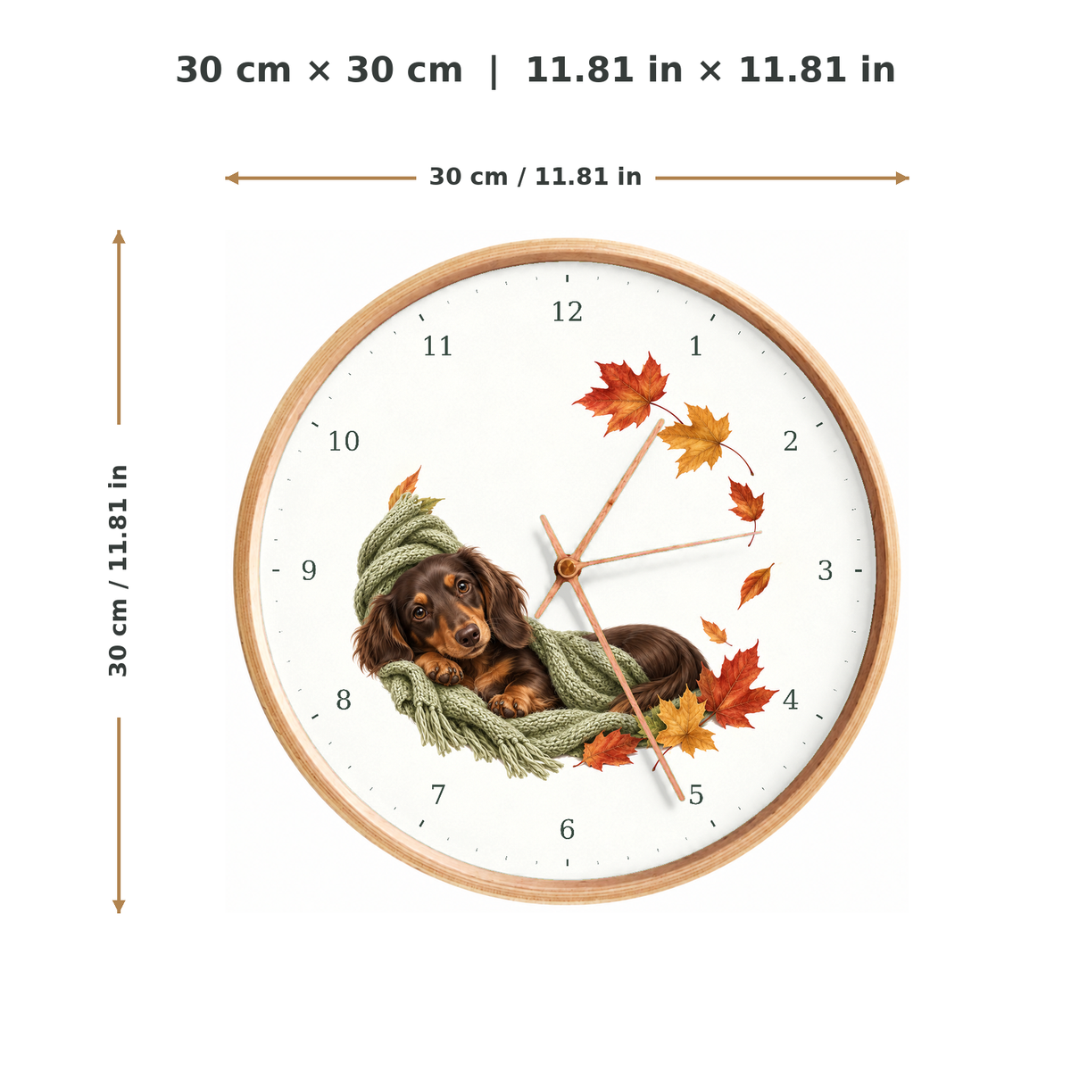 IMAGE_05_Measurements_-_Dachshund_Blanket_Wall_Clock_30cm_Wooden_Frame_-_WC-D040_-_649310203888.png