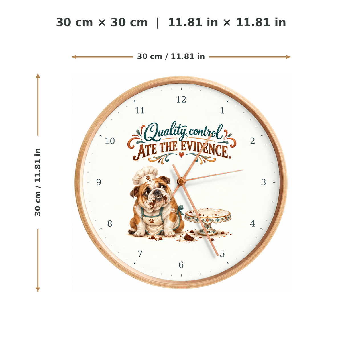 IMAGE_05_Measurements_-_Funny_Bulldog_Chef_Wall_Clock_30cm_Wooden_Frame_-_WC-H086_-_649310204342.png