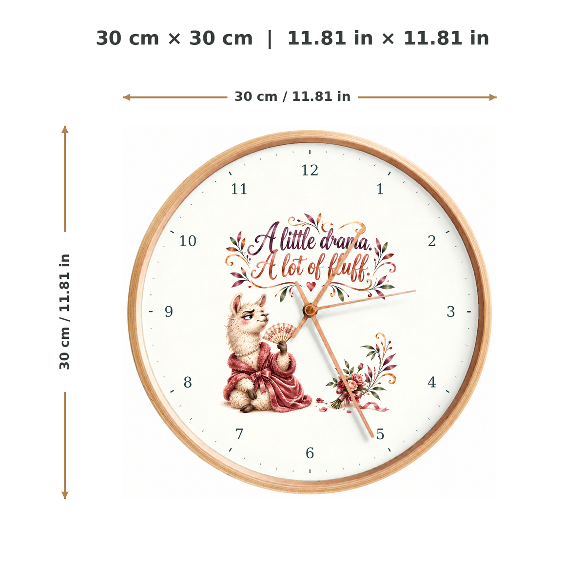 IMAGE_05_Measurements_-_Funny_Drama_Llama_Wall_Clock_30cm_Wooden_Frame_-_WC-H055_-_649310204038.png
