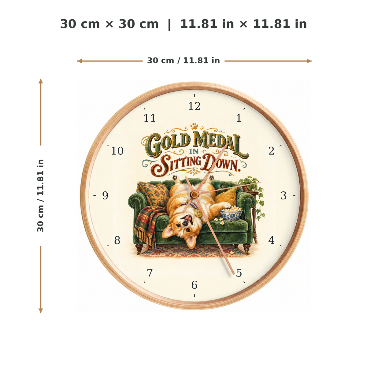 IMAGE_05_Measurements_-_Funny_Upside_Down_Corgi_Wall_Clock_30cm_Wooden_Frame_-_WC-H077_-_649310204250.png