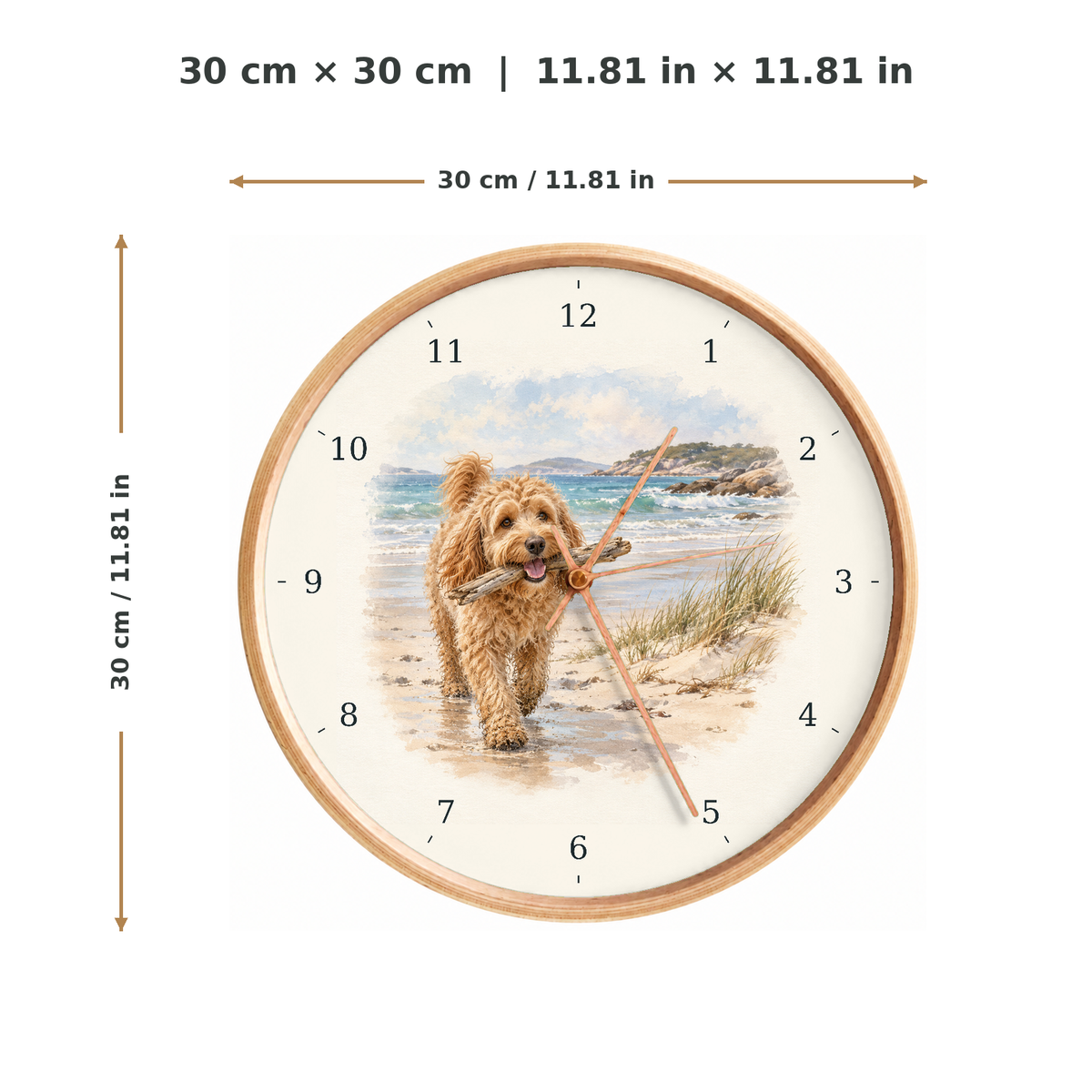 IMAGE_05_Measurements_-_Groodle_Beach_Walk_Wall_Clock_30cm_Wooden_Frame_-_WC-D046_-_649310203949.png