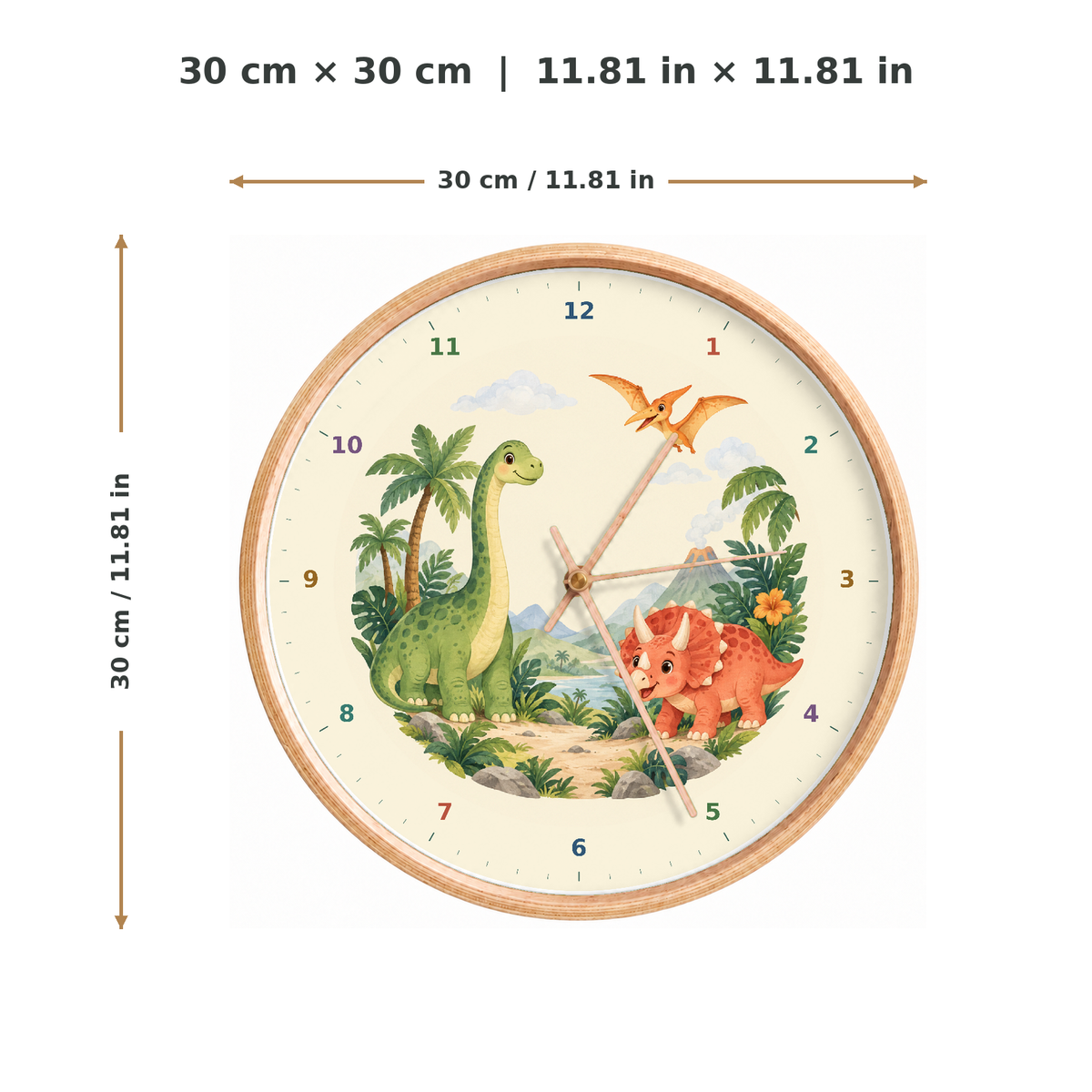 IMAGE_05_Measurements_-_Kids_Dinosaur_Landscape_Wall_Clock_30cm_Wooden_Frame_-_WC-K117_-_649310204656.png