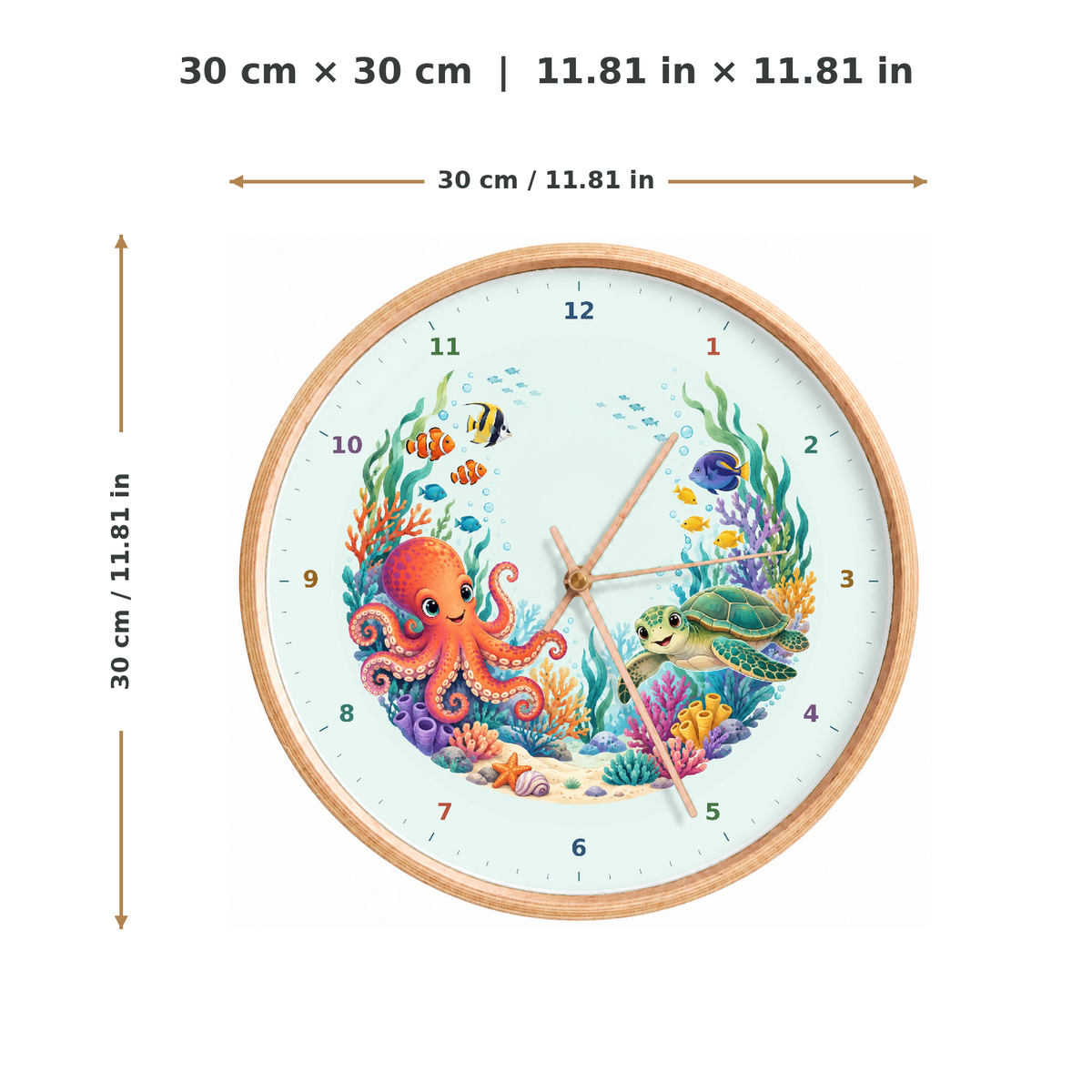 IMAGE_05_Measurements_-_Kids_Undersea_Friends_Wall_Clock_30cm_Wooden_Frame_-_WC-K120_-_649310204687.png