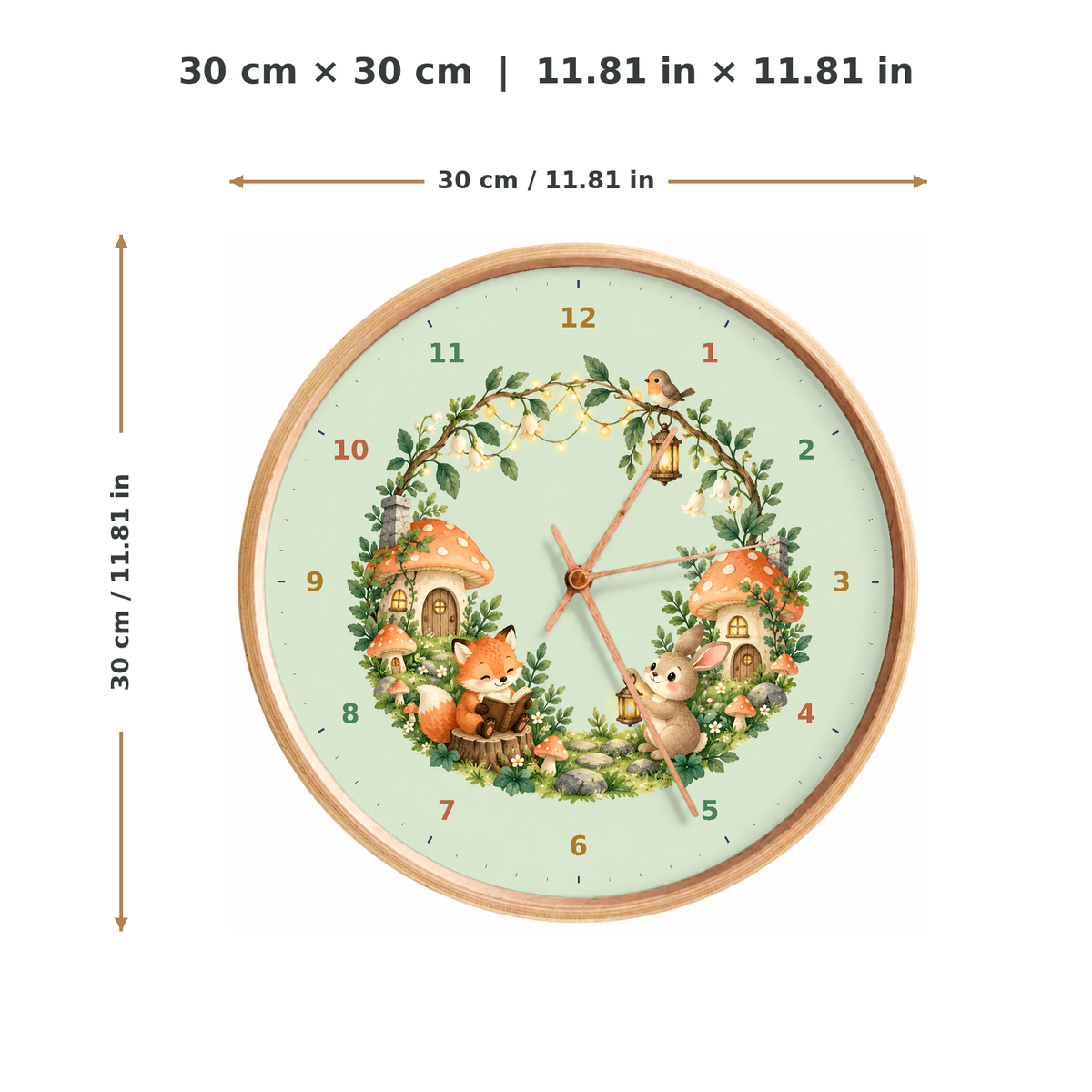 IMAGE_05_Measurements_-_Kids_Woodland_Village_Wall_Clock_30cm_Wooden_Frame_-_WC-K101_-_649310204496.png