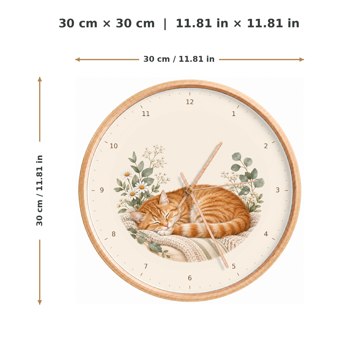 IMAGE_05_Measurements_-_Sleeping_Ginger_Cat_Wall_Clock_30cm_Wooden_Frame_-_WC-A007_-_649310203550.png