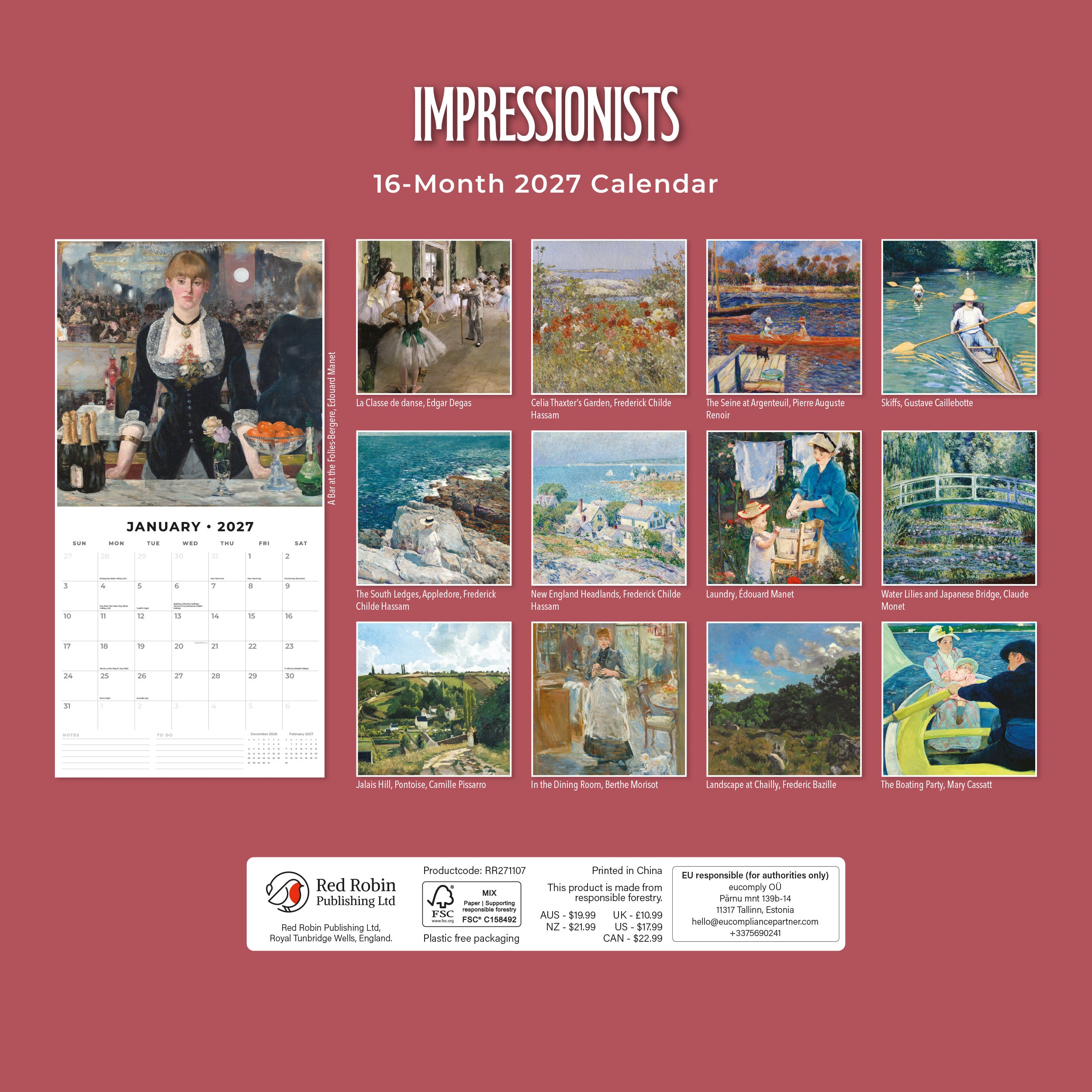 2027 Impressionists - Square Wall Calendar
