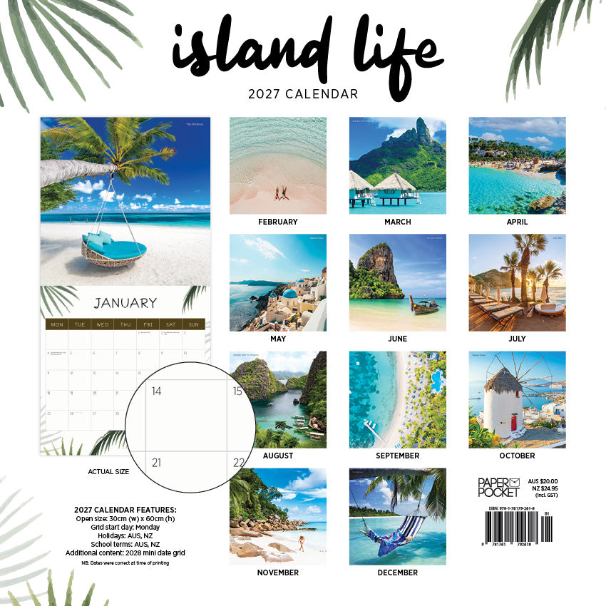 2027 Island Life - Square Wall Calendar