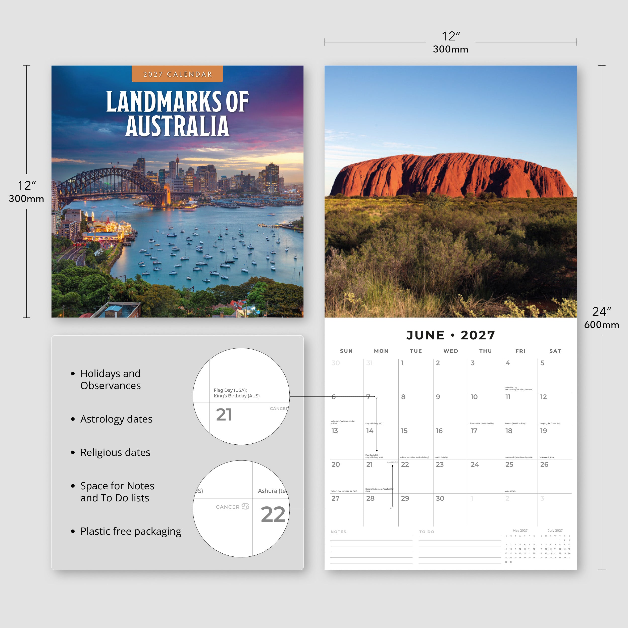 2027 Landmarks of Australia - Square Wall Calendar