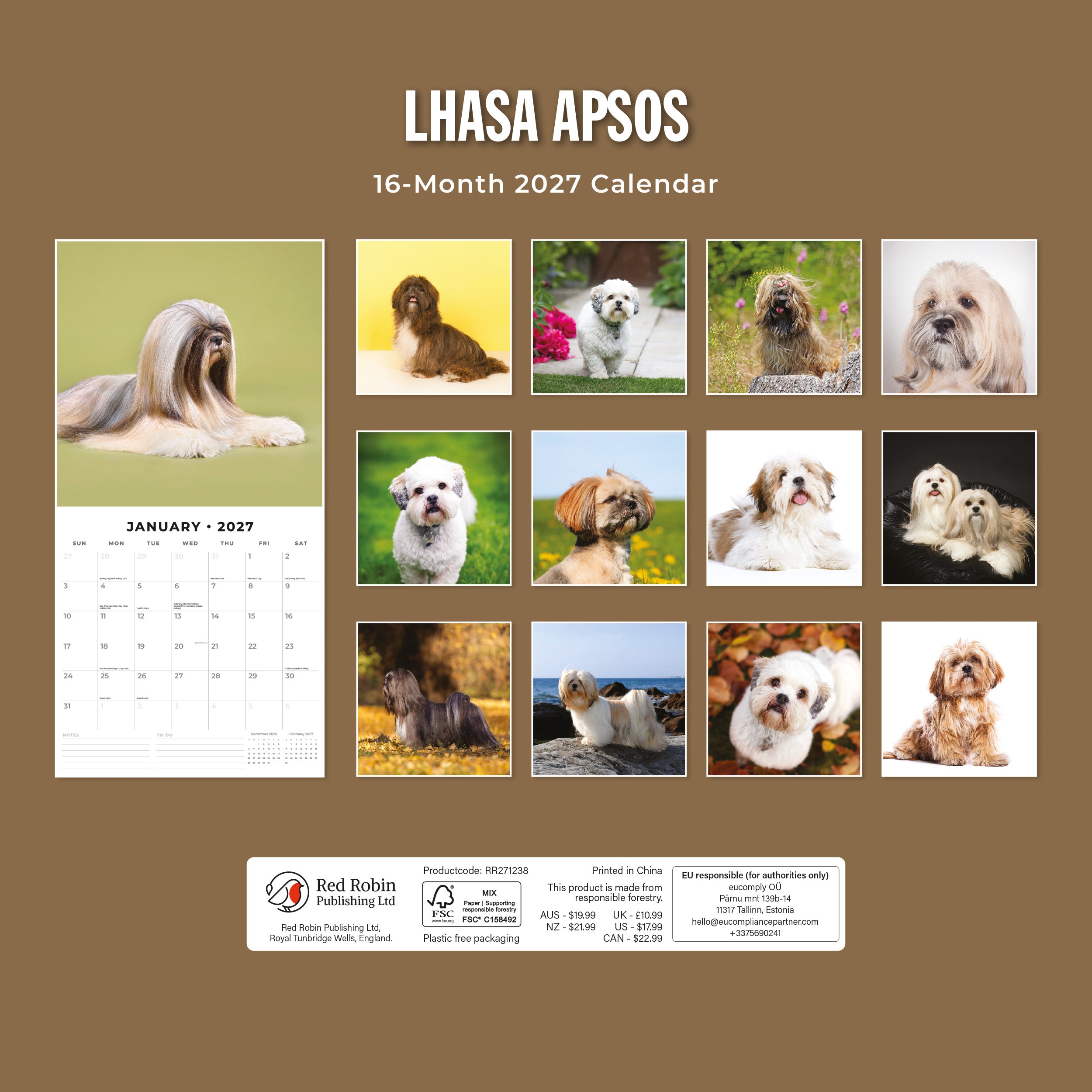 2027 Lhasa Apsos - Square Wall Calendar