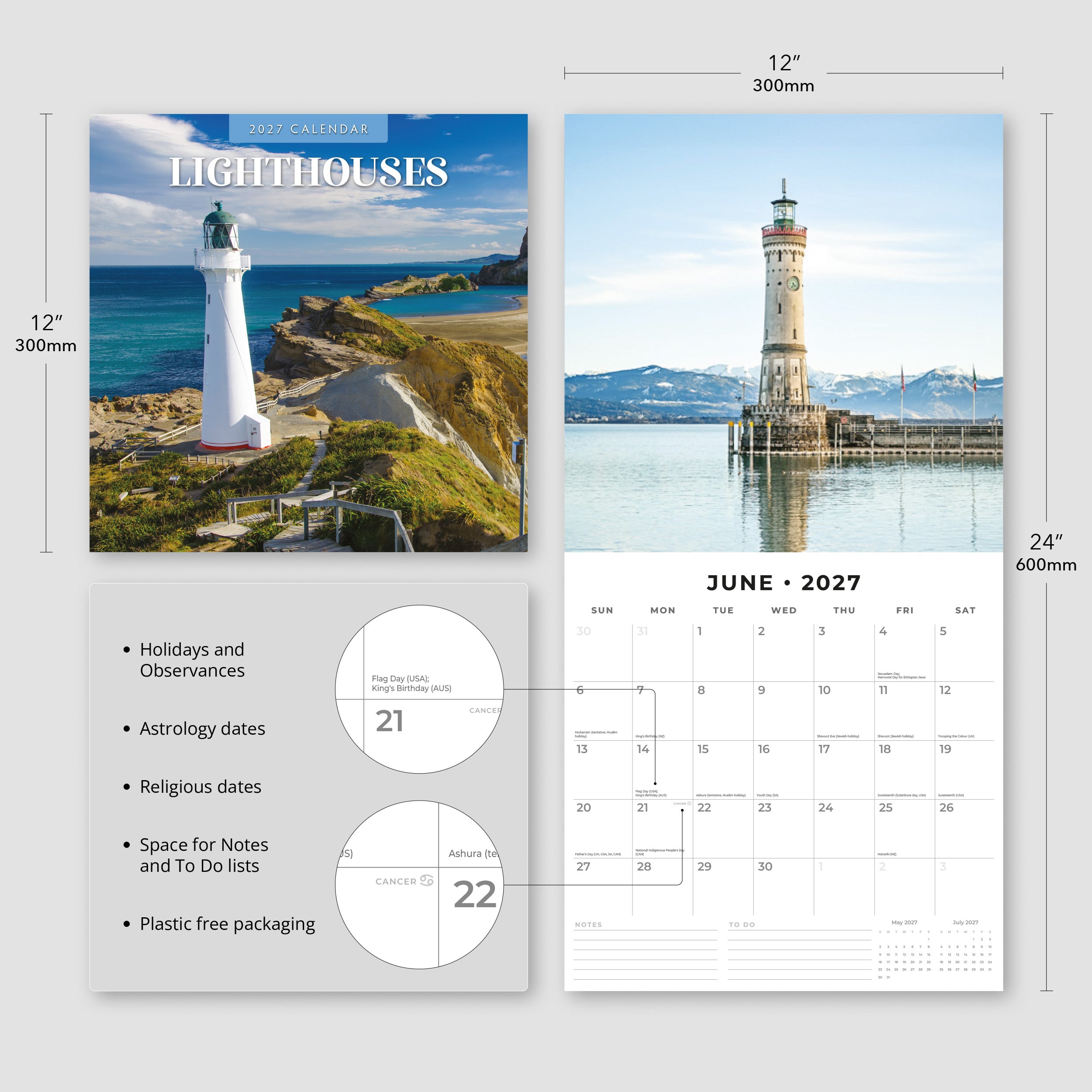 2027 Lighthouses - Square Wall Calendar