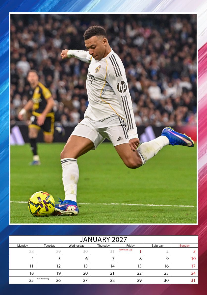 2027 Kylian Mbappe - A3 Wall Calendar
