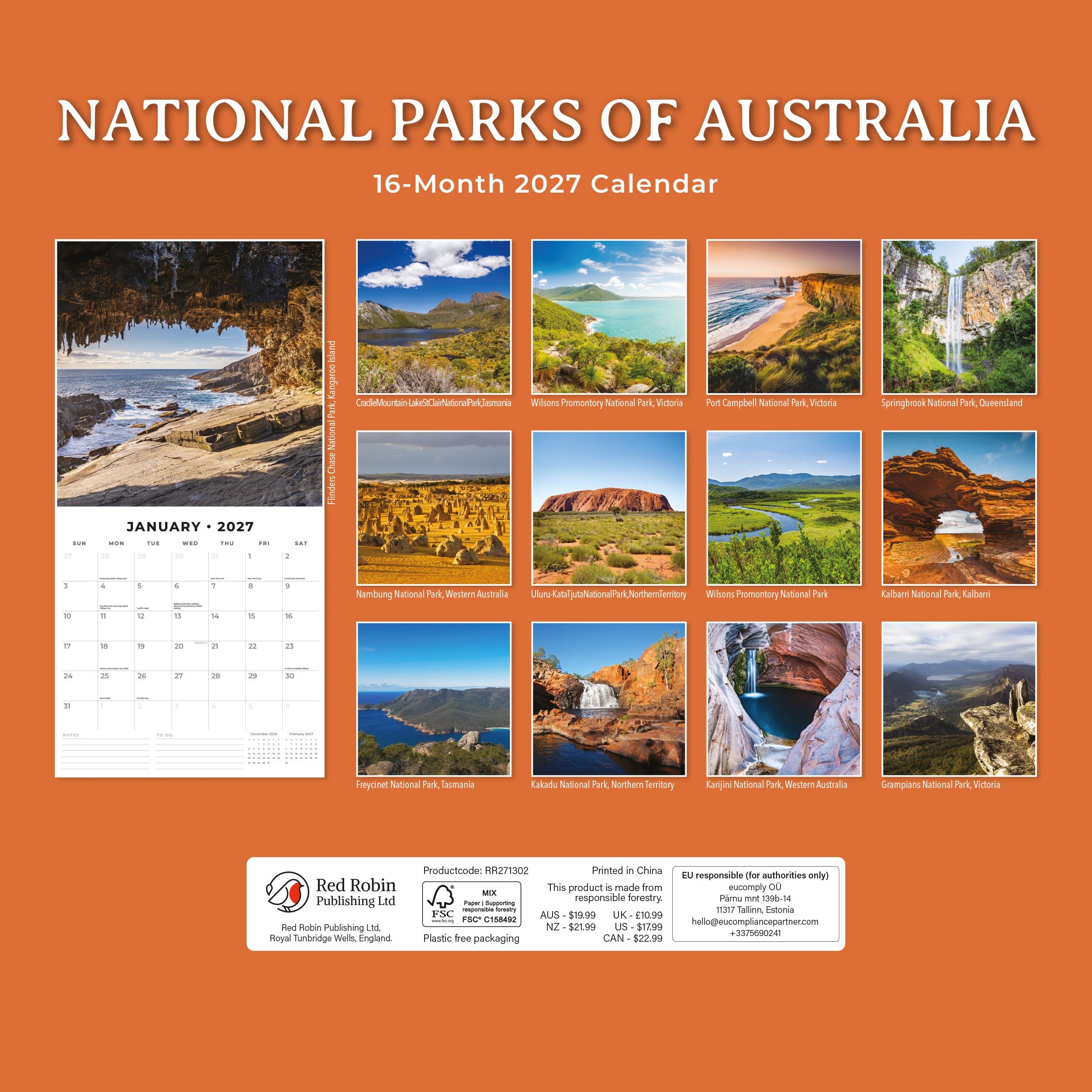 2027 National Parks of Australia - Square Wall Calendar