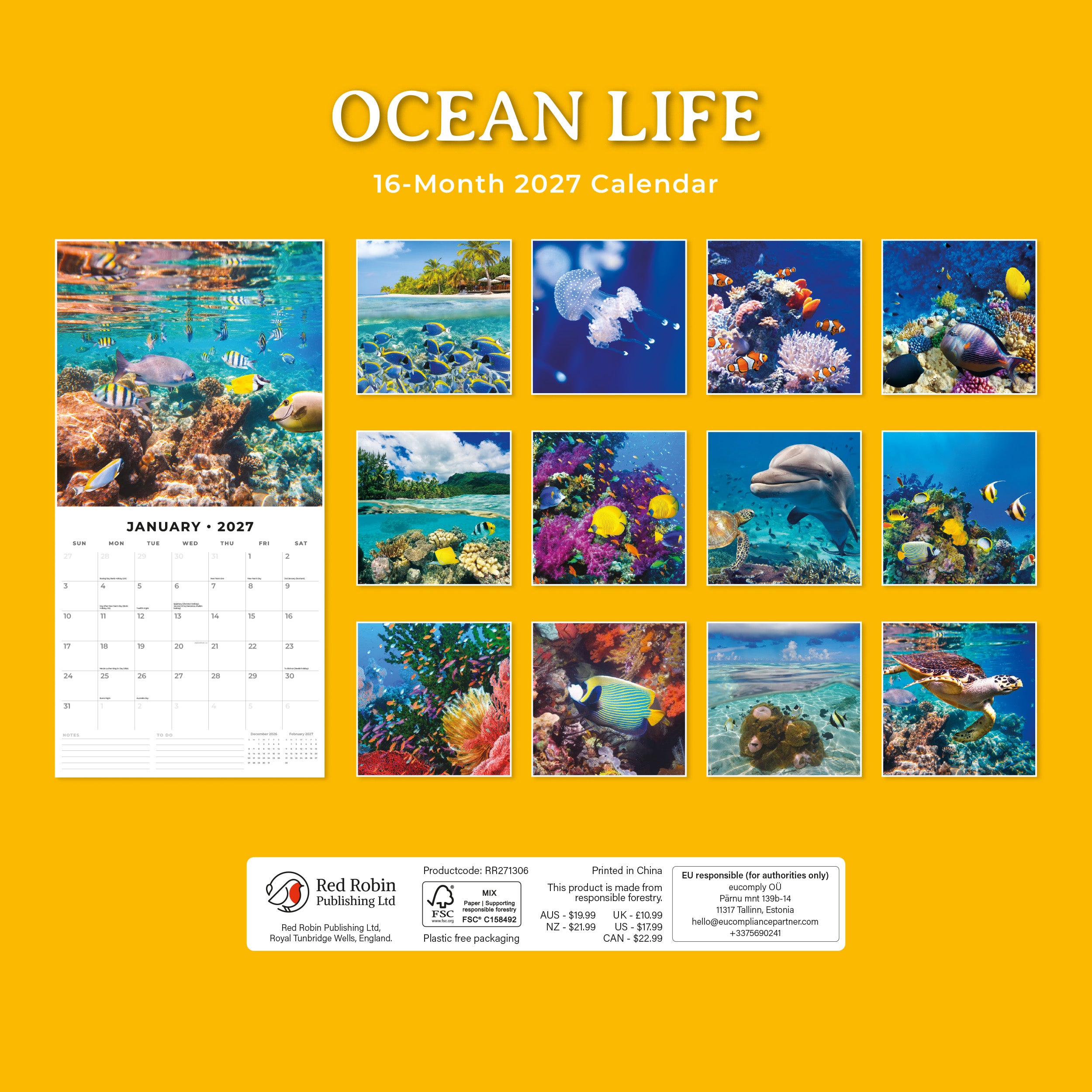 2027 Ocean Life - Square Wall Calendar