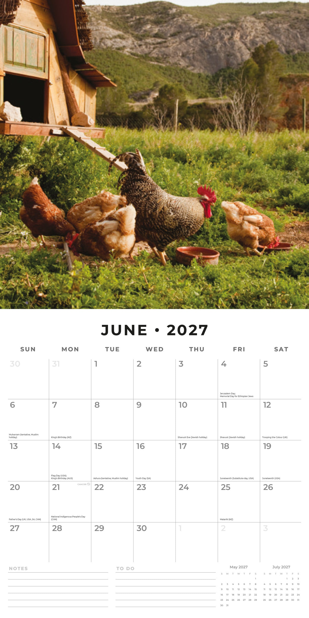 2027 On The Farm - Square Wall Calendar
