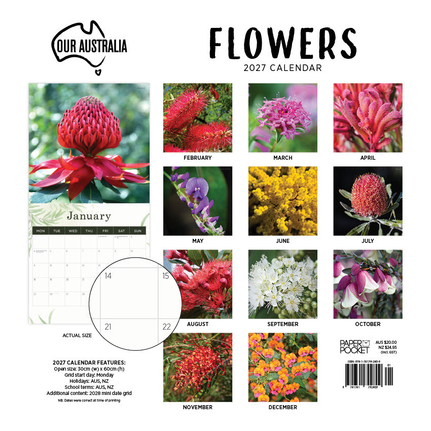 2027 Our Australia Flowers - Square Wall Calendar
