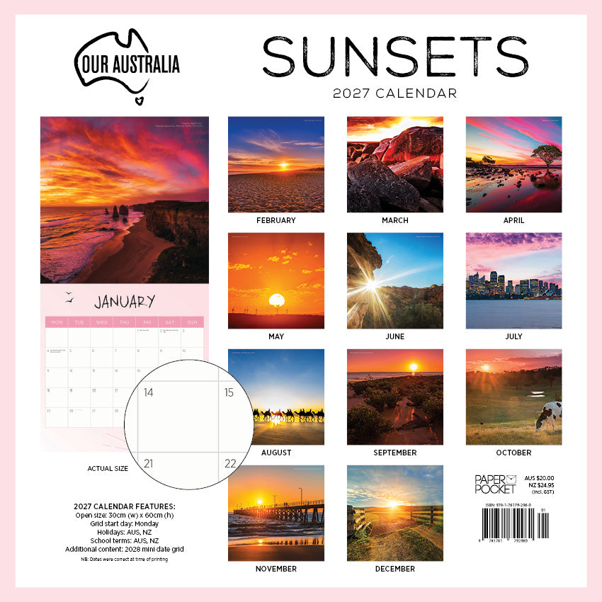 2027 Our Australia Sunsets - Square Wall Calendar