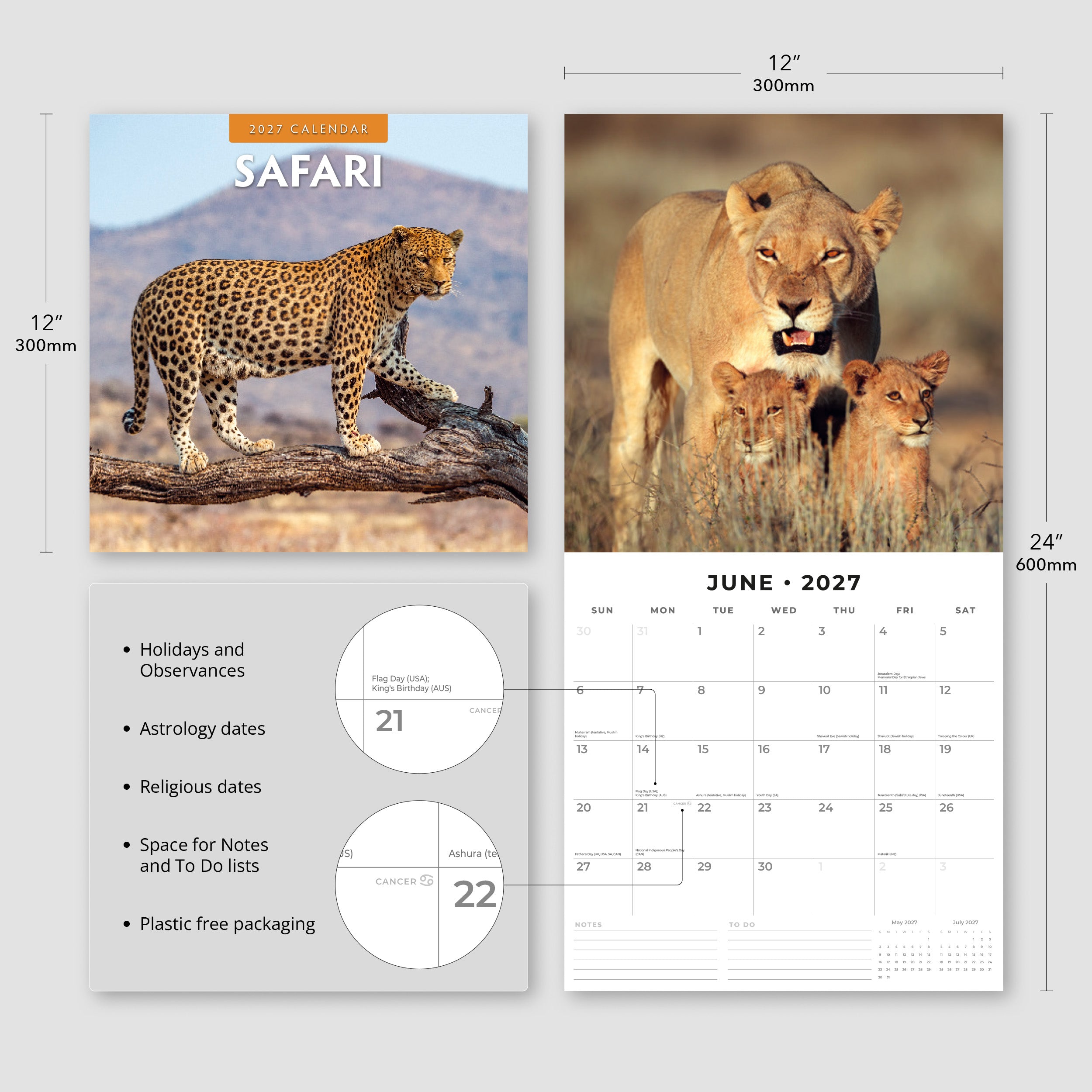 2027 Safari - Square Wall Calendar