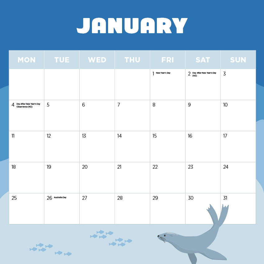 2027 Seals and Sea Lions - Square Wall Calendar
