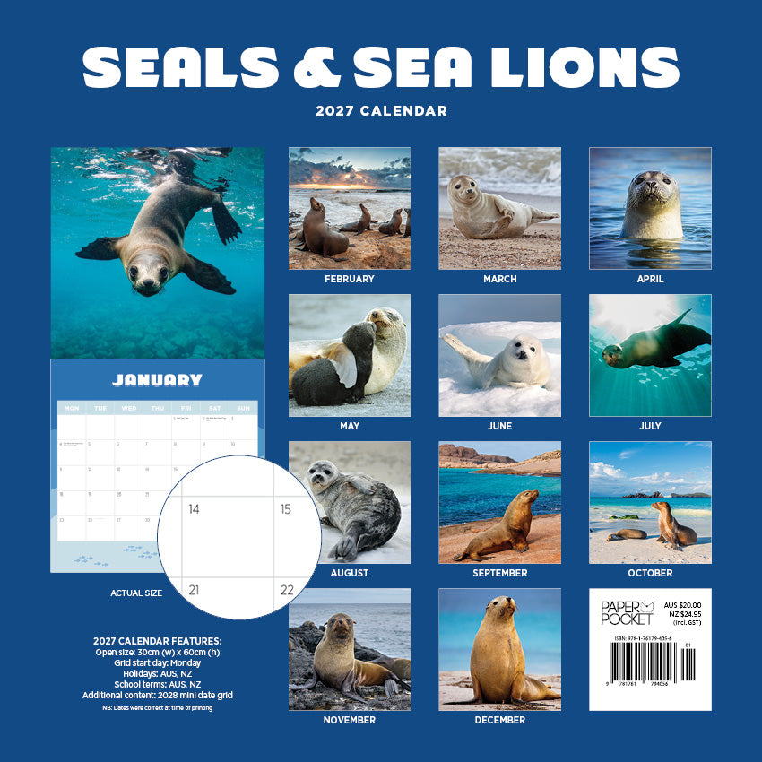2027 Seals and Sea Lions - Square Wall Calendar