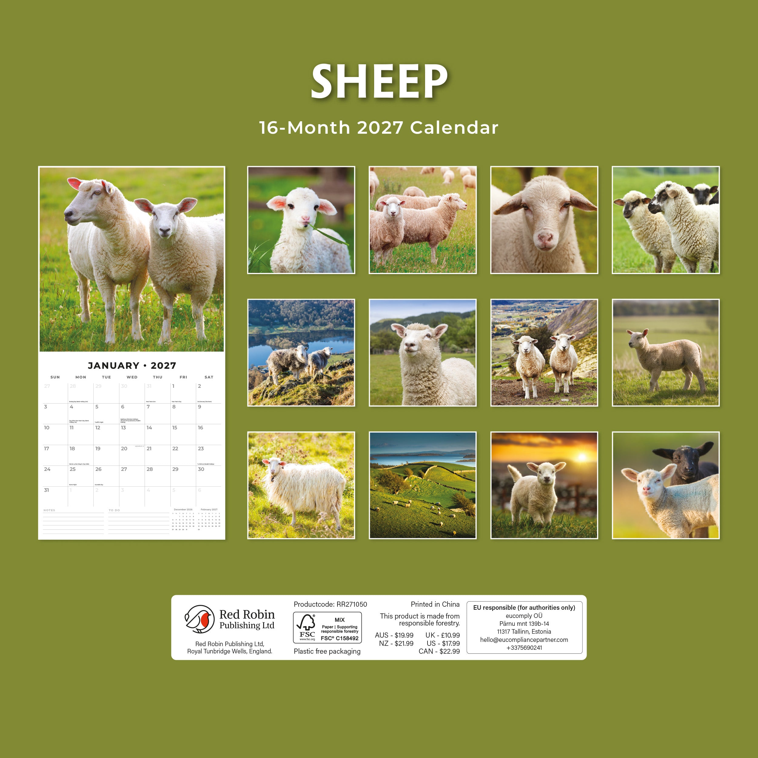 2027 Sheep - Square Wall Calendar