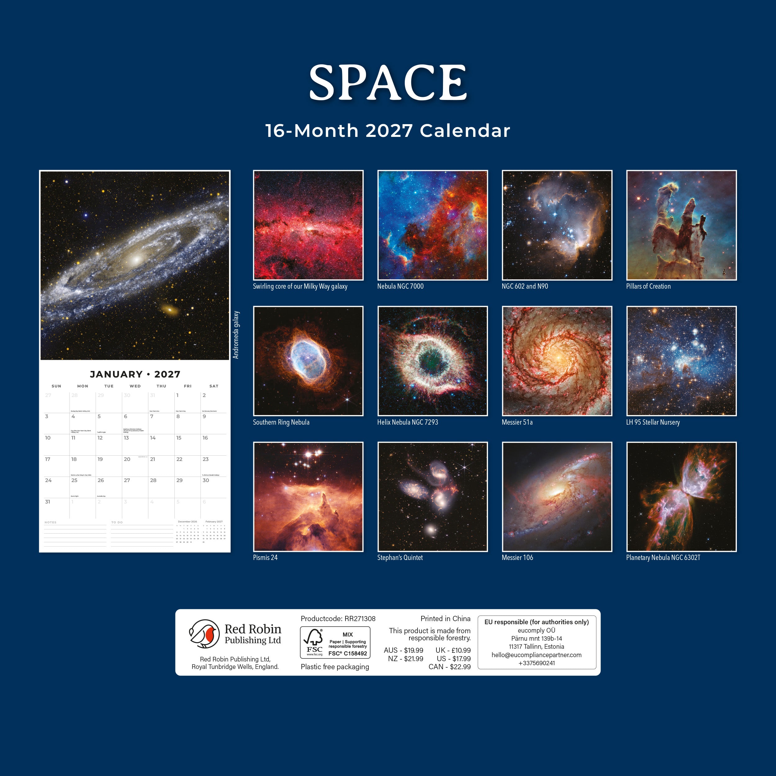 2027 Space - Square Wall Calendar