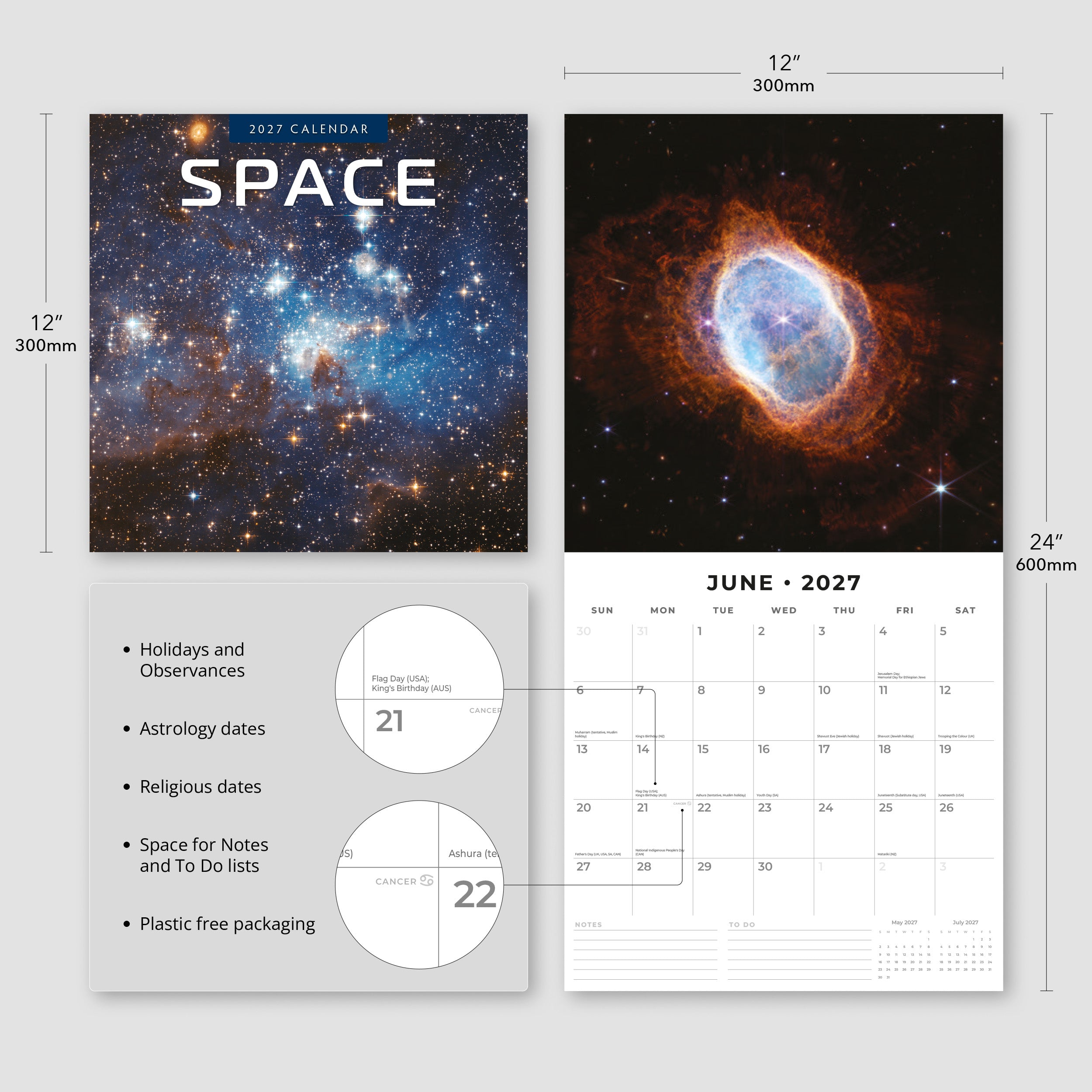2027 Space - Square Wall Calendar