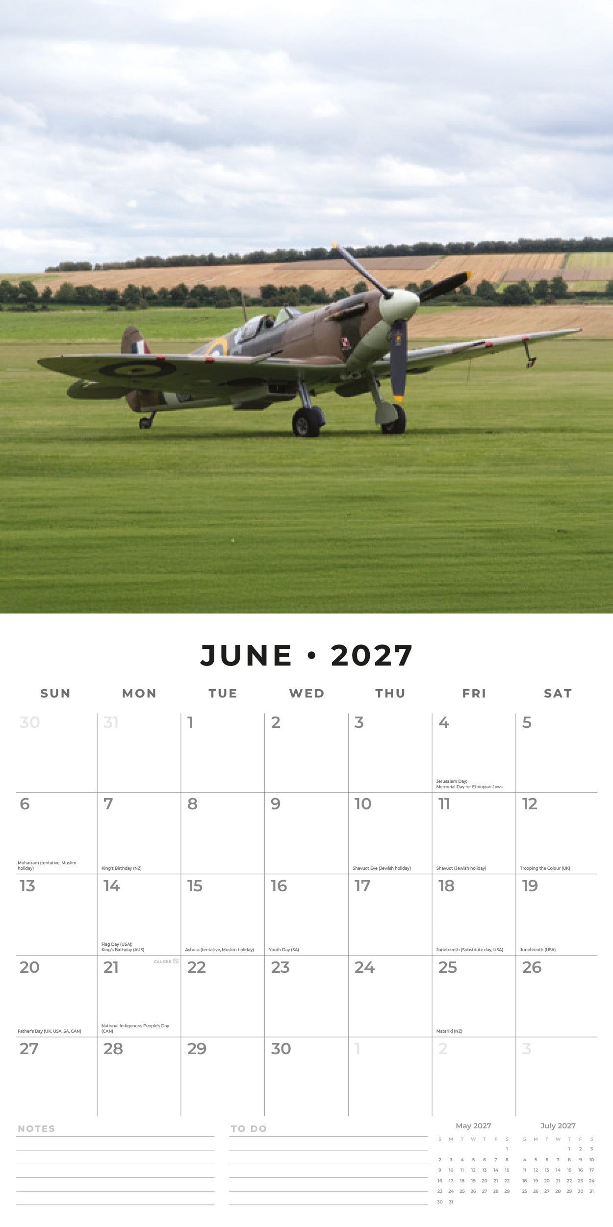 2027 Spitfires - Square Wall Calendar