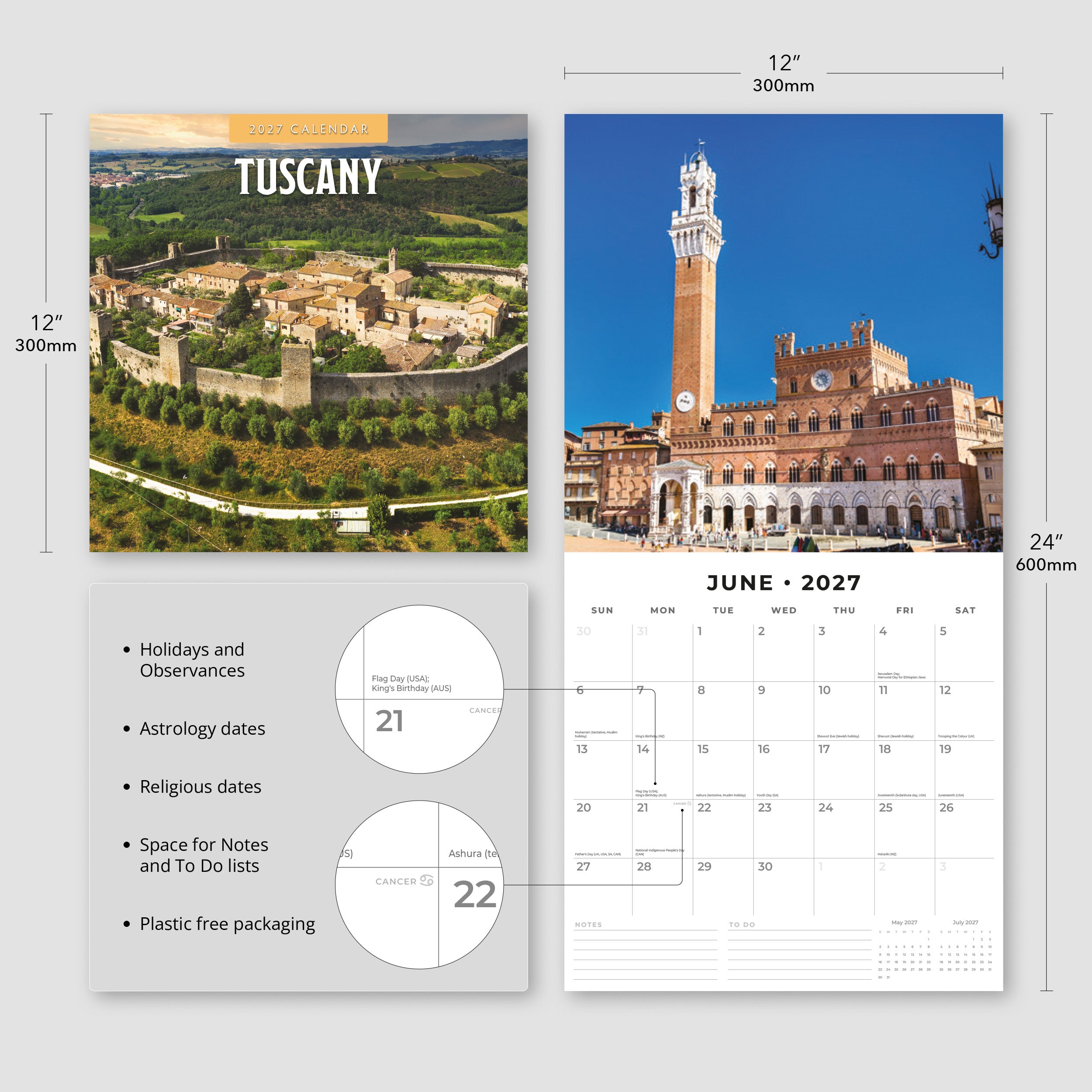 2027 Tuscany - Square Wall Calendar