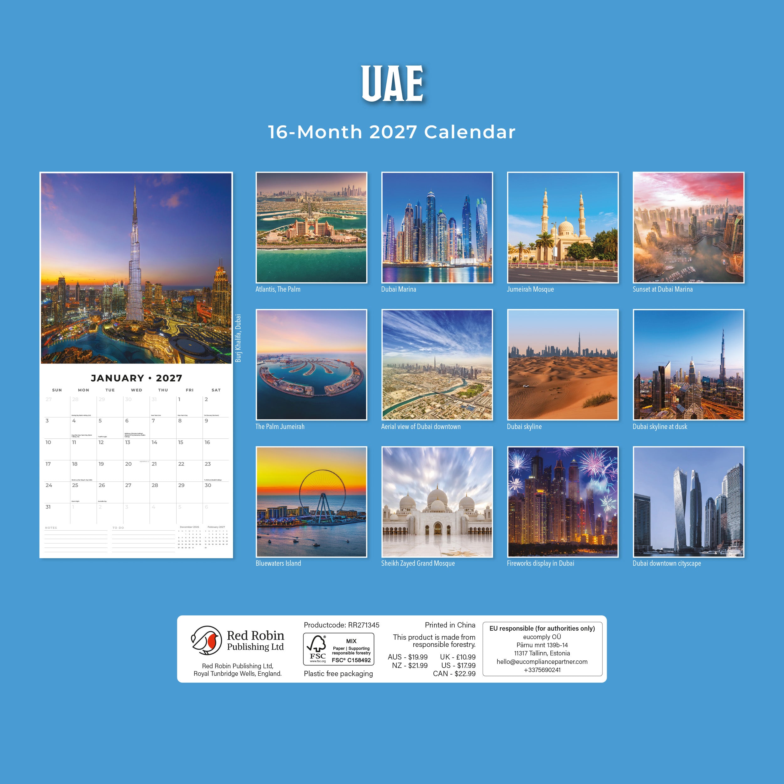 2027 UAE - Square Wall Calendar