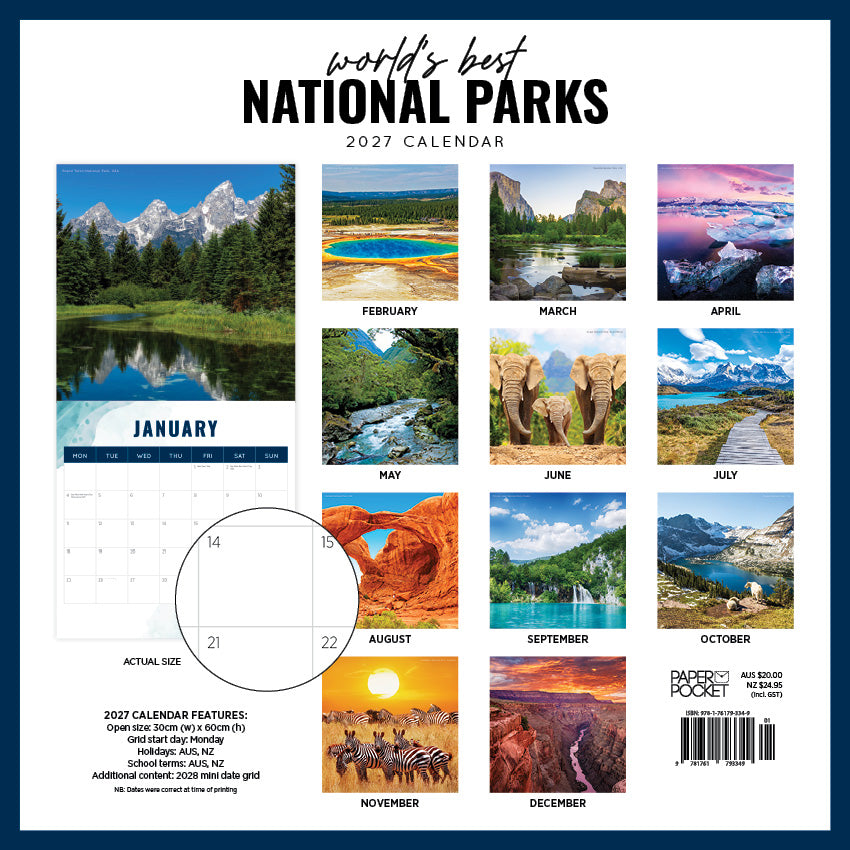 2027 World's Best National Parks - Square Wall Calendar