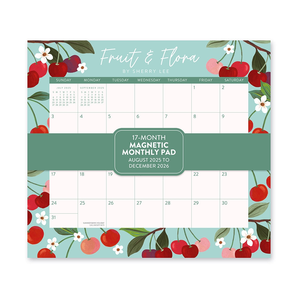 2026 Fruit & Flora - 17-Month Monthly Magnetic Pad Calendar