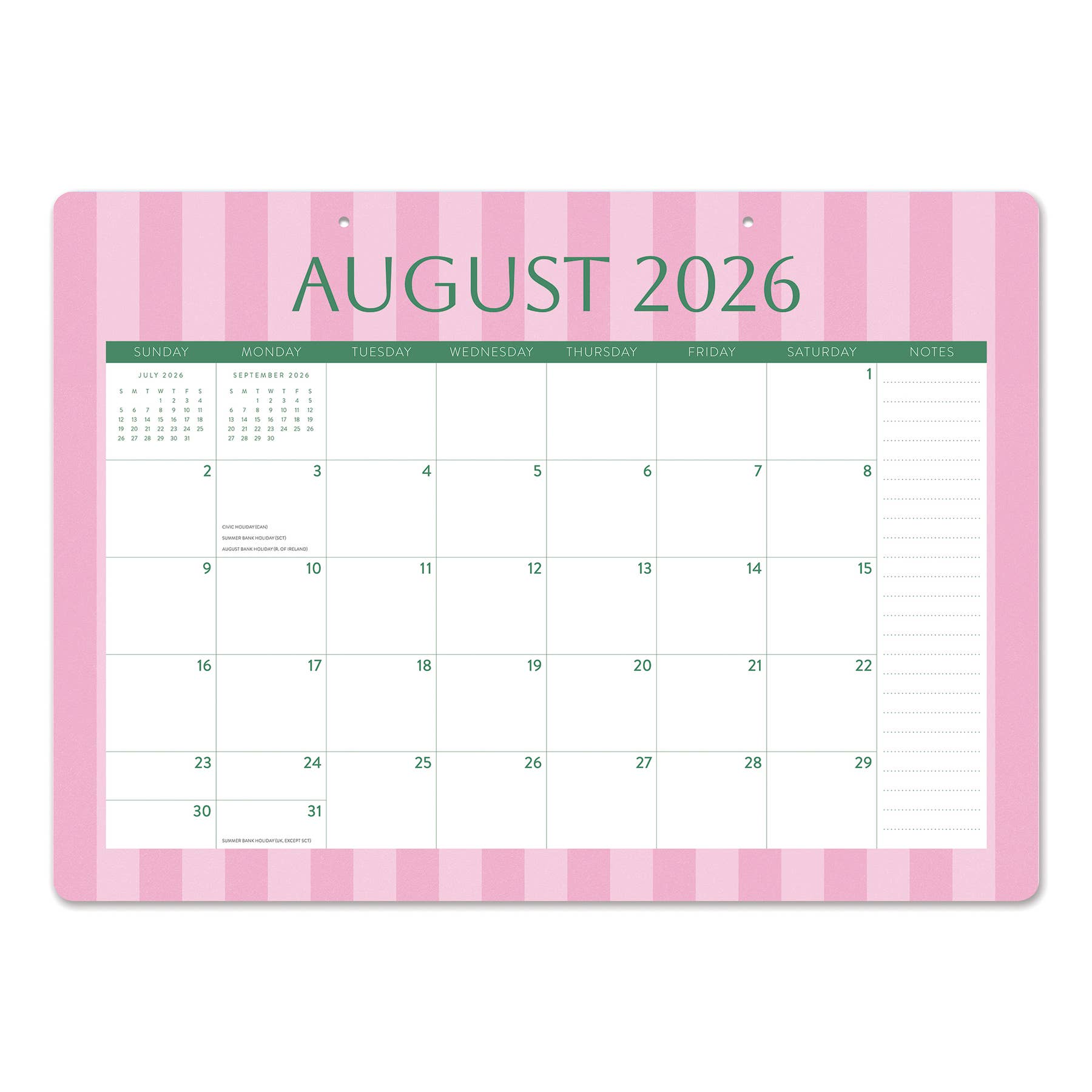 2027 Cabana Stripes - 17-Month Desk Blotter Calendar