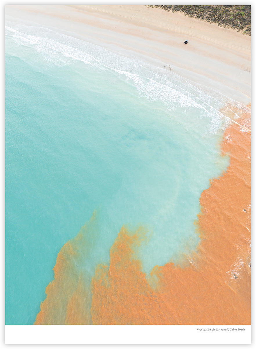 Broome & Beyond 2027 calendar photograph: Wet season pindan runoff at Cable Beach