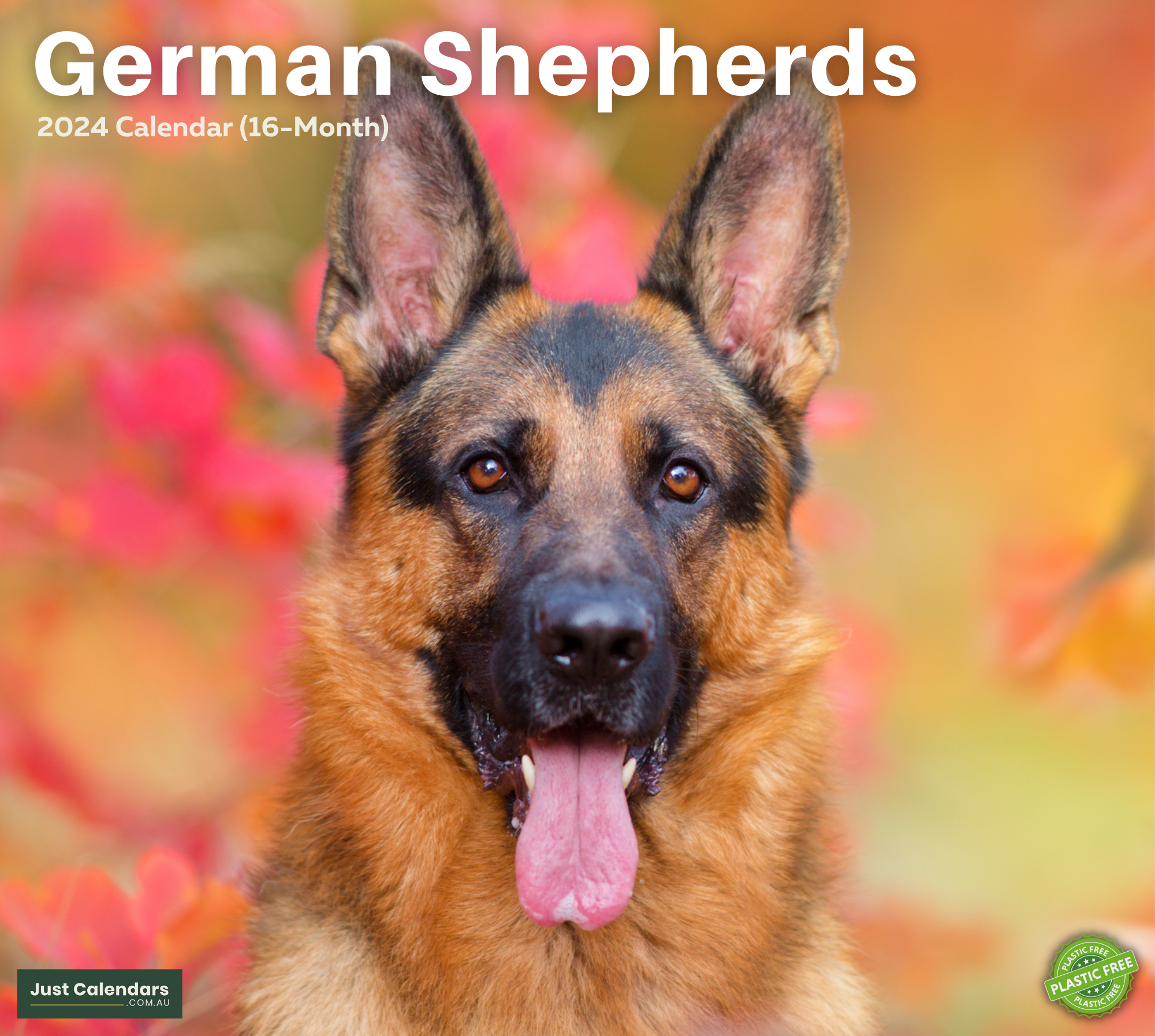 2024 German Shepherds Dogs & Puppies - Deluxe Wall Calendar by Just Calendars - 16 Month - Plastic Free