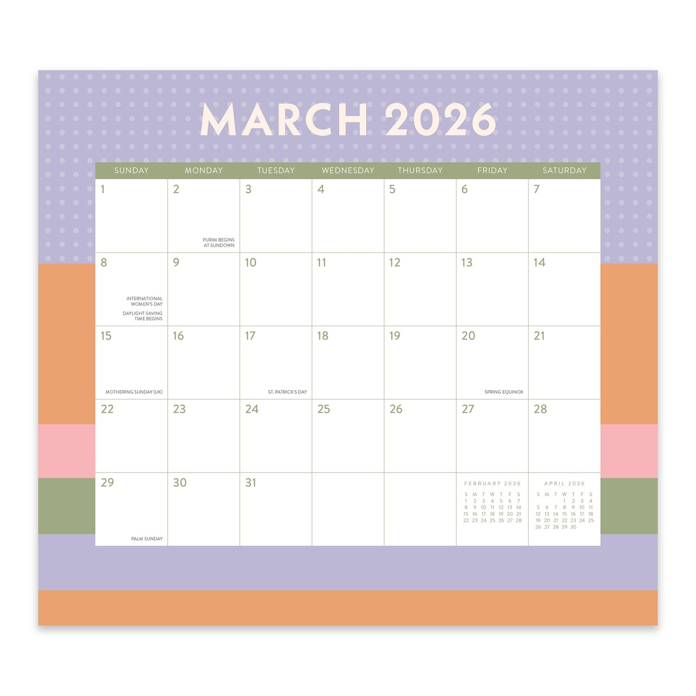 2026 Color Block - 17-Month Monthly Magnetic Pad Calendar