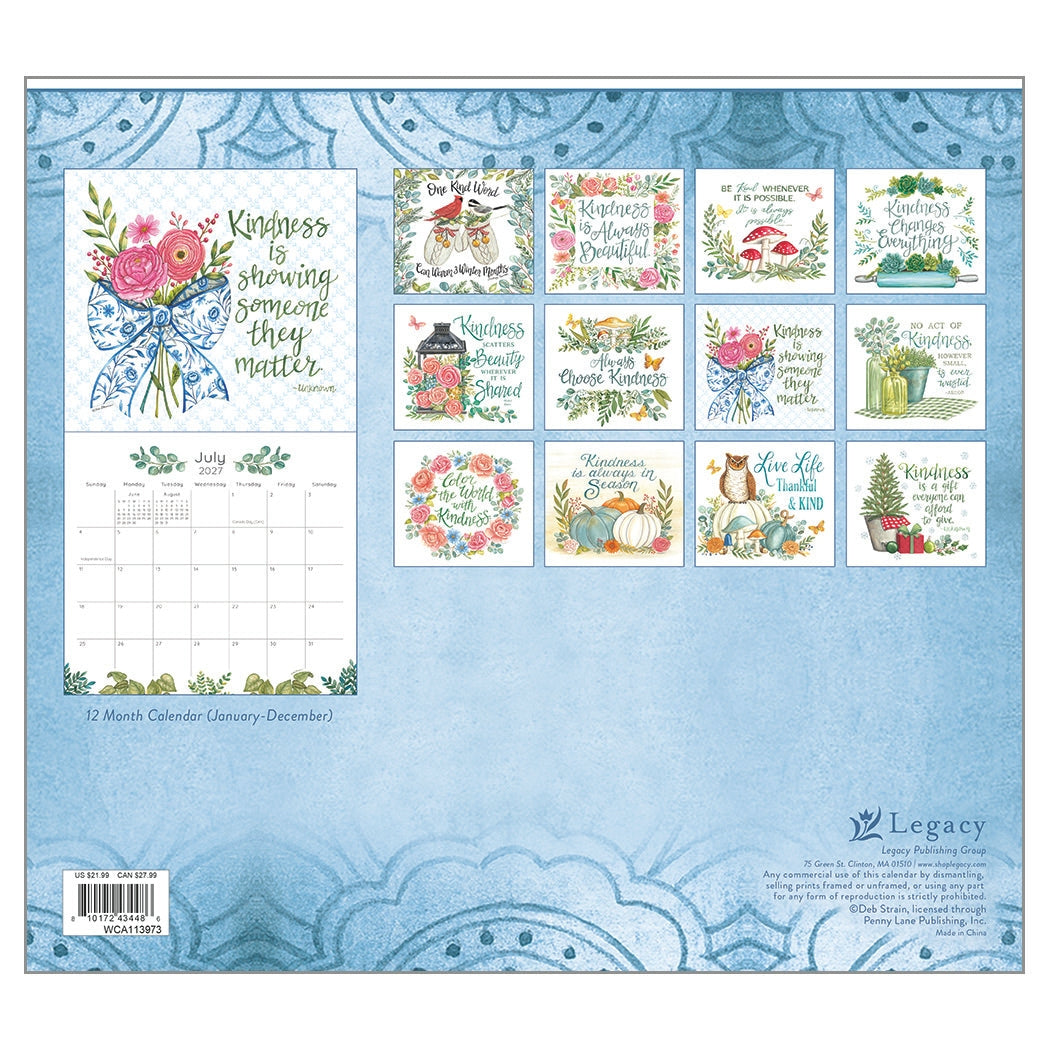 2027 Kindness Matters - Deluxe Wall Calendar by Deb Strain