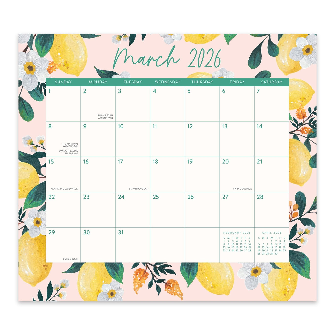 2026 Fruit & Flora - 17-Month Monthly Magnetic Pad Calendar