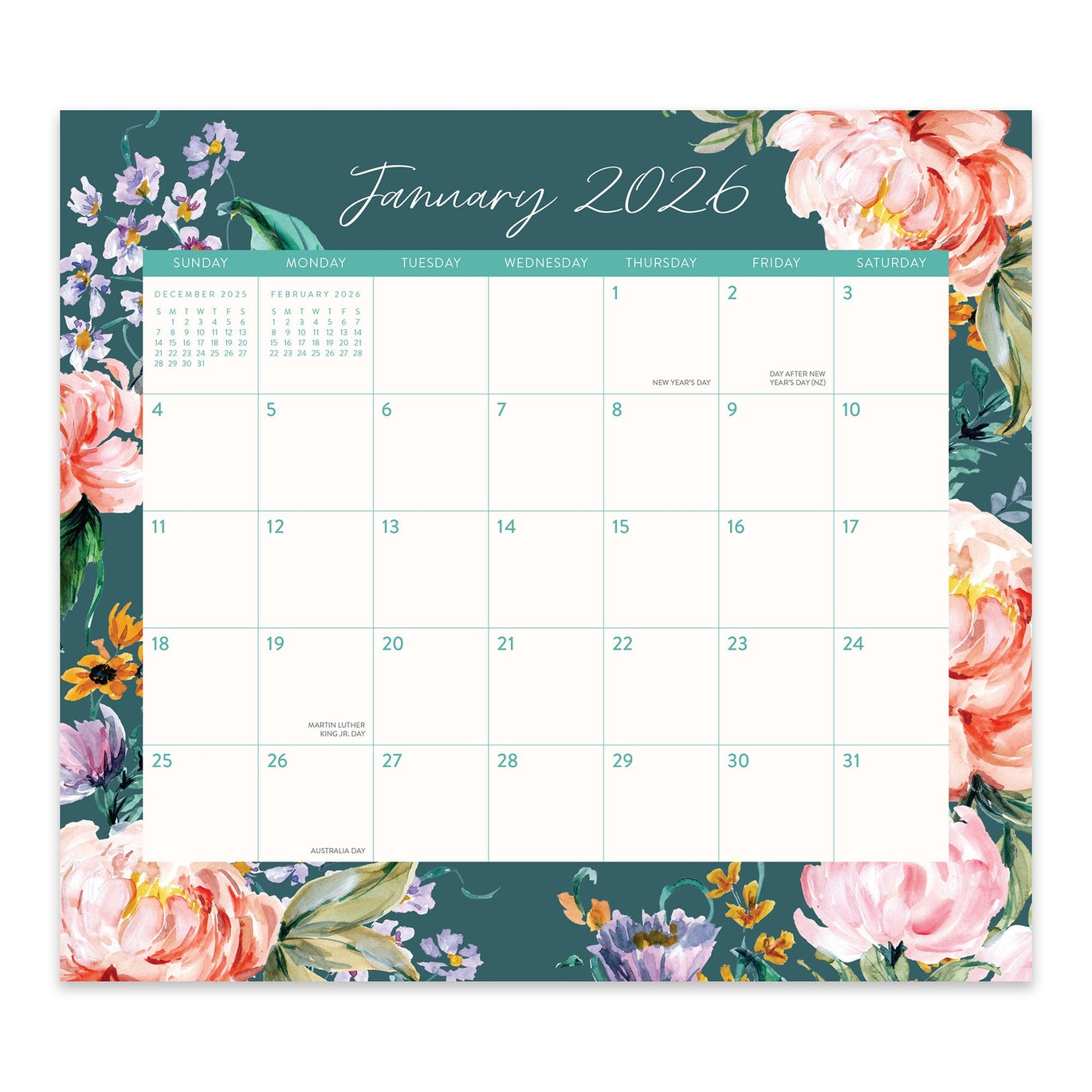 2026 Bella Flora - 17-Month Monthly Magnetic Pad Calendar