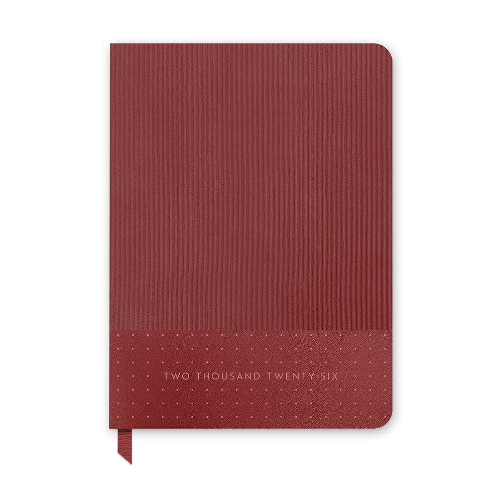 2026 Dots On Burgundy - Medium Dual-Textured Monthly & Weekly Diary/Planner