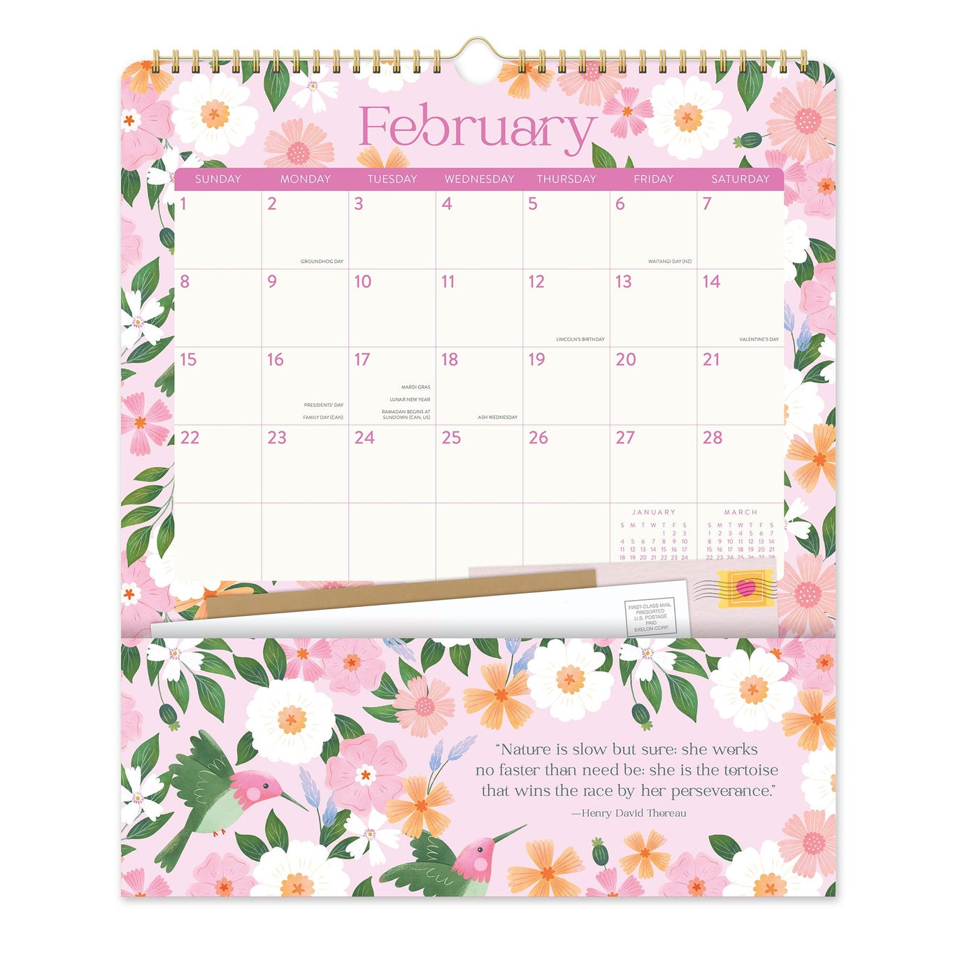 2026 Birds And Blooms - Pocket Plus Deluxe Wall Calendar