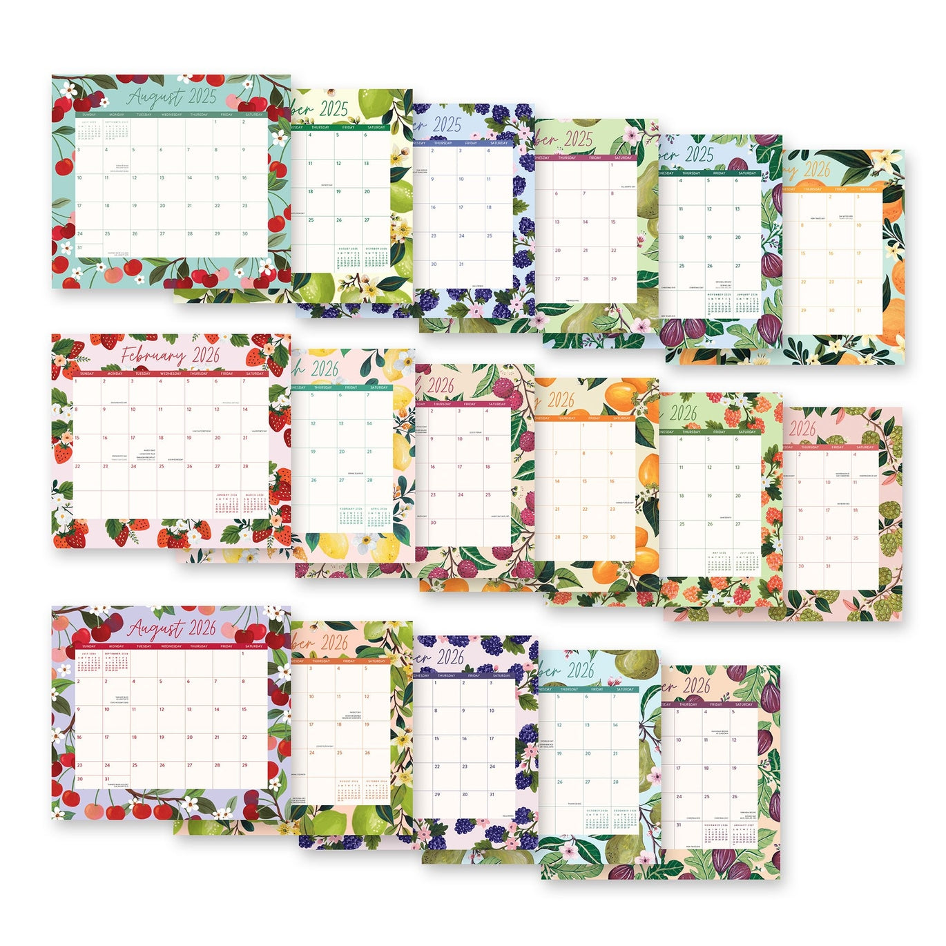 2026 Fruit & Flora - 17-Month Monthly Magnetic Pad Calendar