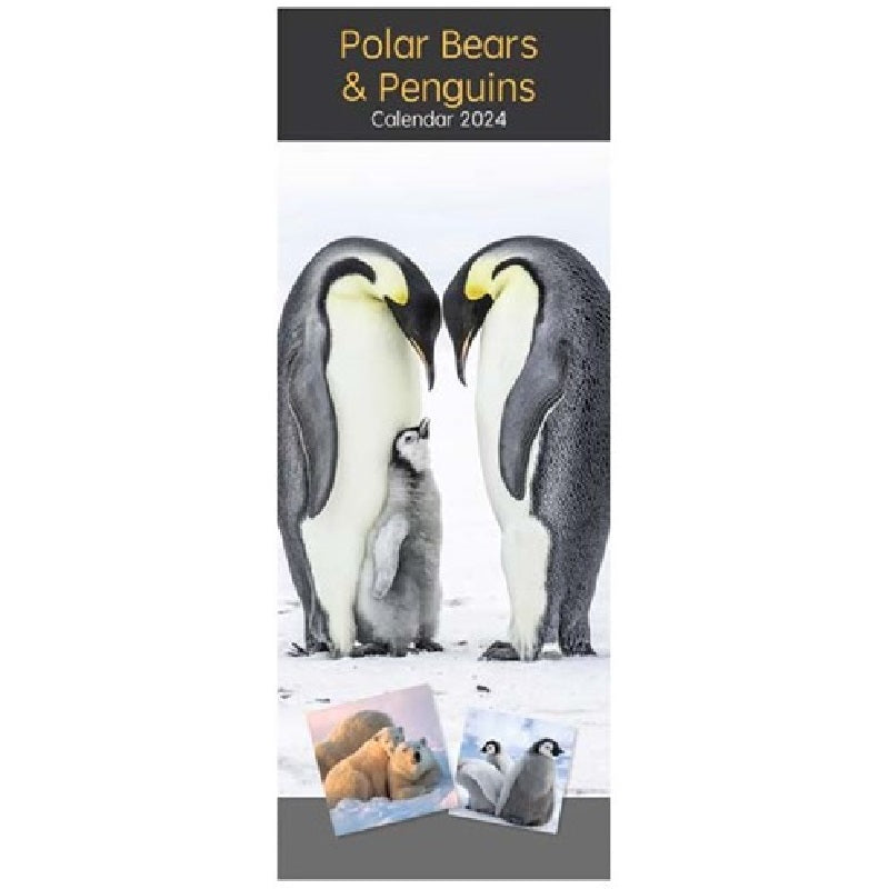 2024 Polar Bears & Penguins Super Slim Wall Calendar