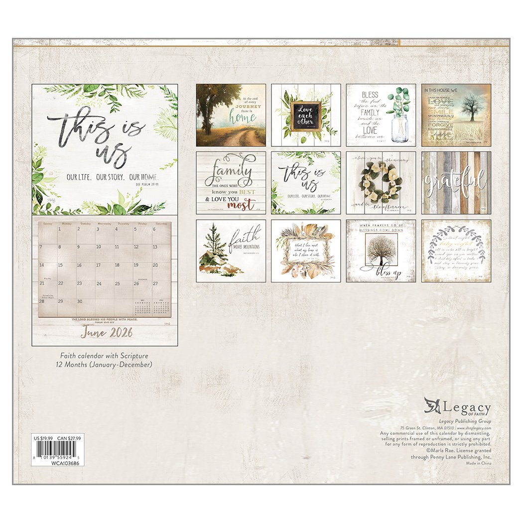 2026 Legacy Faith And Family - Scripture - Deluxe Wall Calendar